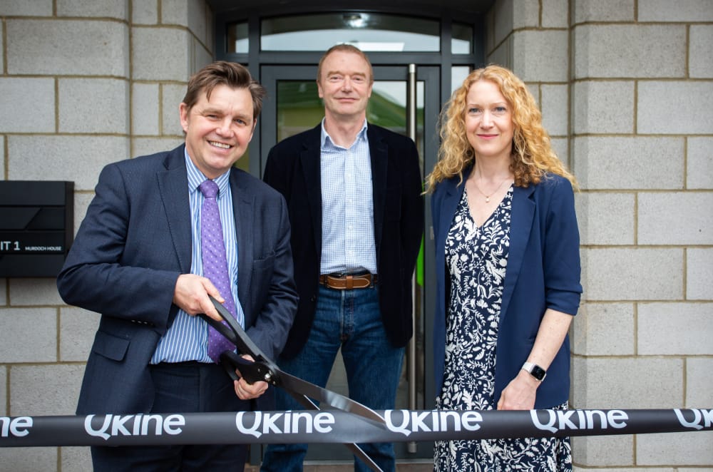 Catherine Elton and Jim Warwick from Qkine pictured with Mayor Dr Nik Johnson on opening day